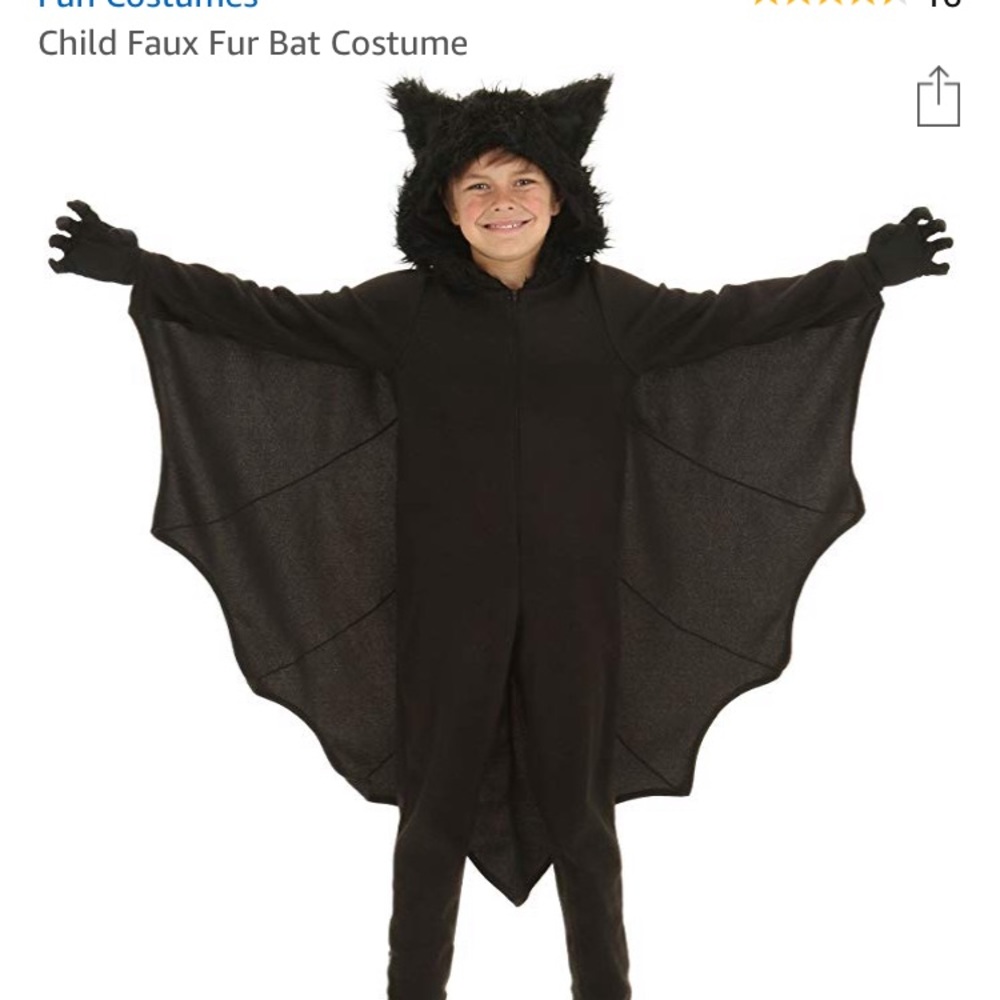 Furry black bat costume